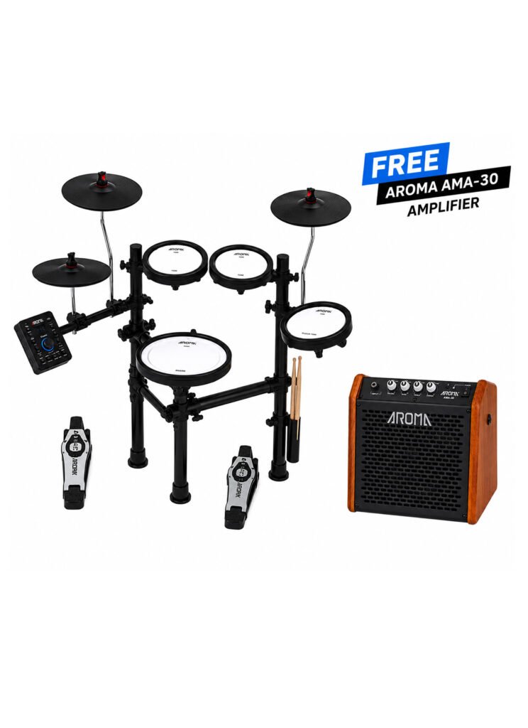 Aroma TDX-N1 Electronic Drum Kit Portable Mesh Drum Set with Free AMA-30 Amp