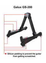 Galux GS-200 Black Folding Metal Guitar Stand - Aluminium Portable Stand - Image 6