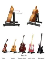 Galux GS-200 Black Folding Metal Guitar Stand - Aluminium Portable Stand - Image 4