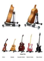 Galux GS-200 Silver Folding Metal Guitar Stand - Aluminium Portable Stand - Image 3