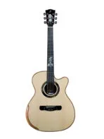 Main front: Merida Extrema A18GAC2 EQ Semi Acoustic Guitar Grand Auditorium Solid Spruce Rosewood LR Baggs India Back detail: Merida Extrema A18GAC2 EQ Rosewood Back Elaborate Floral Inlay High Gloss Finish Pickup: Merida Extrema A18GAC2 EQ LR Baggs EAS-VTC Pickup Preamp Controls Headstock: Merida Extrema A18GAC2 EQ Chrome Tuning Machines Floral Inlay Headstock Case: Merida Extrema A18GAC2 EQ Semi Acoustic Guitar with GB-25 Premium Case