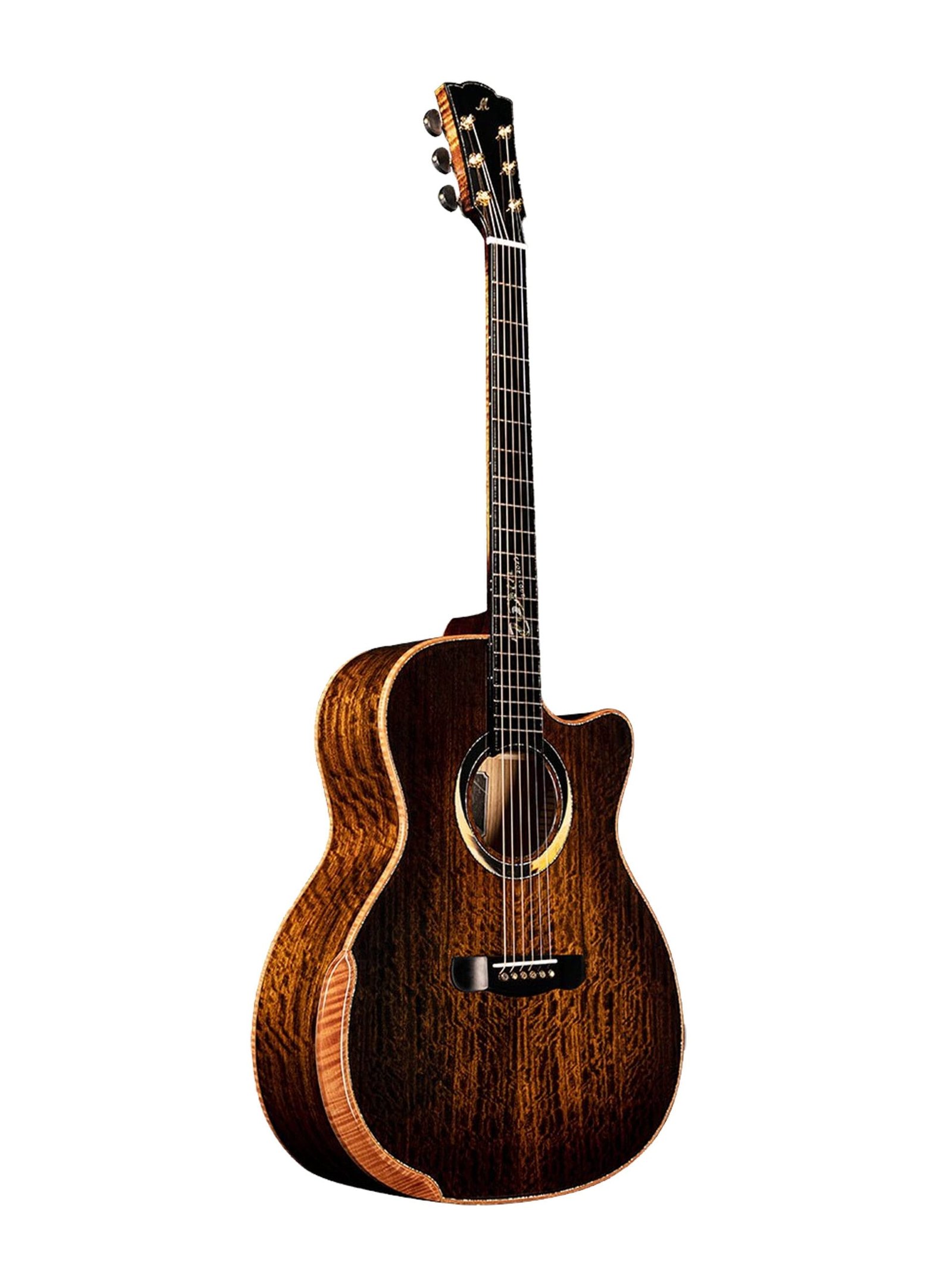Breakers _1 Main front: Merida Extrema Breakers Semi Acoustic Guitar Flamed Ovangkol Grand Auditorium Fishman Presys India Back detail: Merida Extrema Breakers Flamed Ovangkol Back High Gloss Finish Stunning Grain Detail Pickup: Merida Extrema Breakers Fishman Presys+PRO-201 Pickup Preamp Controls Headstock: Merida Extrema Breakers Gold-Plated Diecast Tuners Ebony Knobs Headstock Body side: Merida Extrema Breakers Flamed Ovangkol Side Grain Detail High Gloss