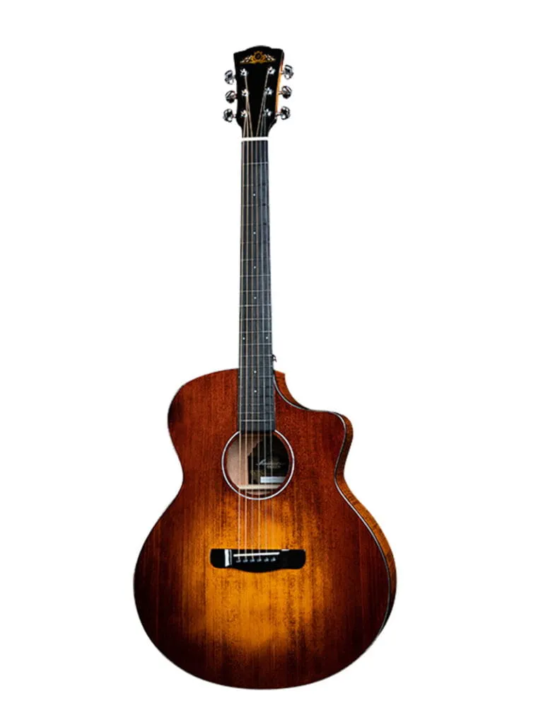 Merida DG20MFCS EQ Semi Acoustic Guitar Grand Concert Flamed Okoume Purple Heart