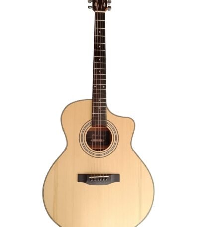 Main front: Merida Extrema M1CS EQ Semi Acoustic Guitar Grand Concert Solid Spruce Sapele Fishman Presys-II India Back detail: Merida Extrema M1CS EQ Sapele Back Ribbon Grain Matt Finish Detail Pickup: Merida Extrema M1CS EQ Fishman Presys-II Pickup Preamp Built-in Tuner Headstock: Merida Extrema M1CS EQ Chrome Tuning Machines Headstock Detail Guitar bag: Merida Extrema M1CS EQ Semi Acoustic Guitar with Padded Guitar Bag