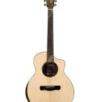 Main front: Merida Extrema Summer 41GC EQ Semi Acoustic Guitar Grand Concert Solid Spruce Rosewood LR Baggs EAS-VTC India Back detail: Merida Extrema Summer 41GC EQ Rosewood Back High Gloss Finish Detail Pickup: Merida Extrema Summer 41GC EQ LR Baggs EAS-VTC Pickup Preamp Volume Treble Clarity Headstock: Merida Extrema Summer 41GC EQ Chrome Merida Designed Tuning Machines Headstock Case: Merida Extrema Summer 41GC EQ Semi Acoustic Guitar with ABS Hard Case