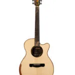 Main front: Merida Extrema Summer OMC EQ Semi Acoustic Guitar OMC Orchestra Model Solid Spruce Rosewood LR Baggs India Back detail: Merida Extrema Summer OMC EQ Rosewood Back High Gloss Finish Detail Pickup: Merida Extrema Summer OMC EQ LR Baggs EAS-VTC Pickup Preamp Volume Treble Clarity Headstock: Merida Extrema Summer OMC EQ Chrome Tuning Machines Floral Inlay Headstock Case: Merida Extrema Summer OMC EQ Semi Acoustic Guitar with ABS Hard Case