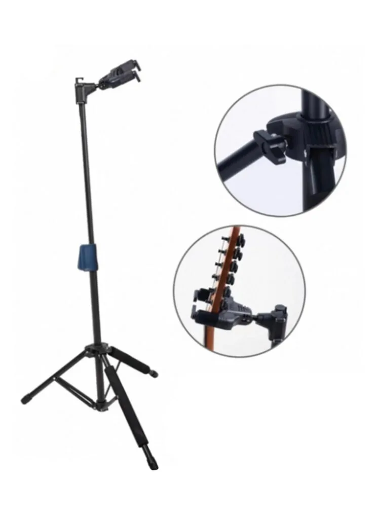 Galux GS-209 Auto Lock Guitar Stand Black Front View