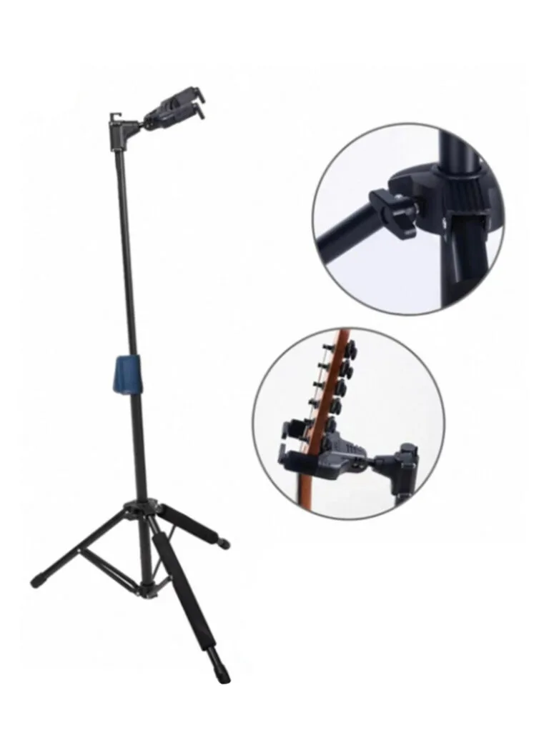 Galux GS-209 Auto Lock Guitar Stand Black Front View