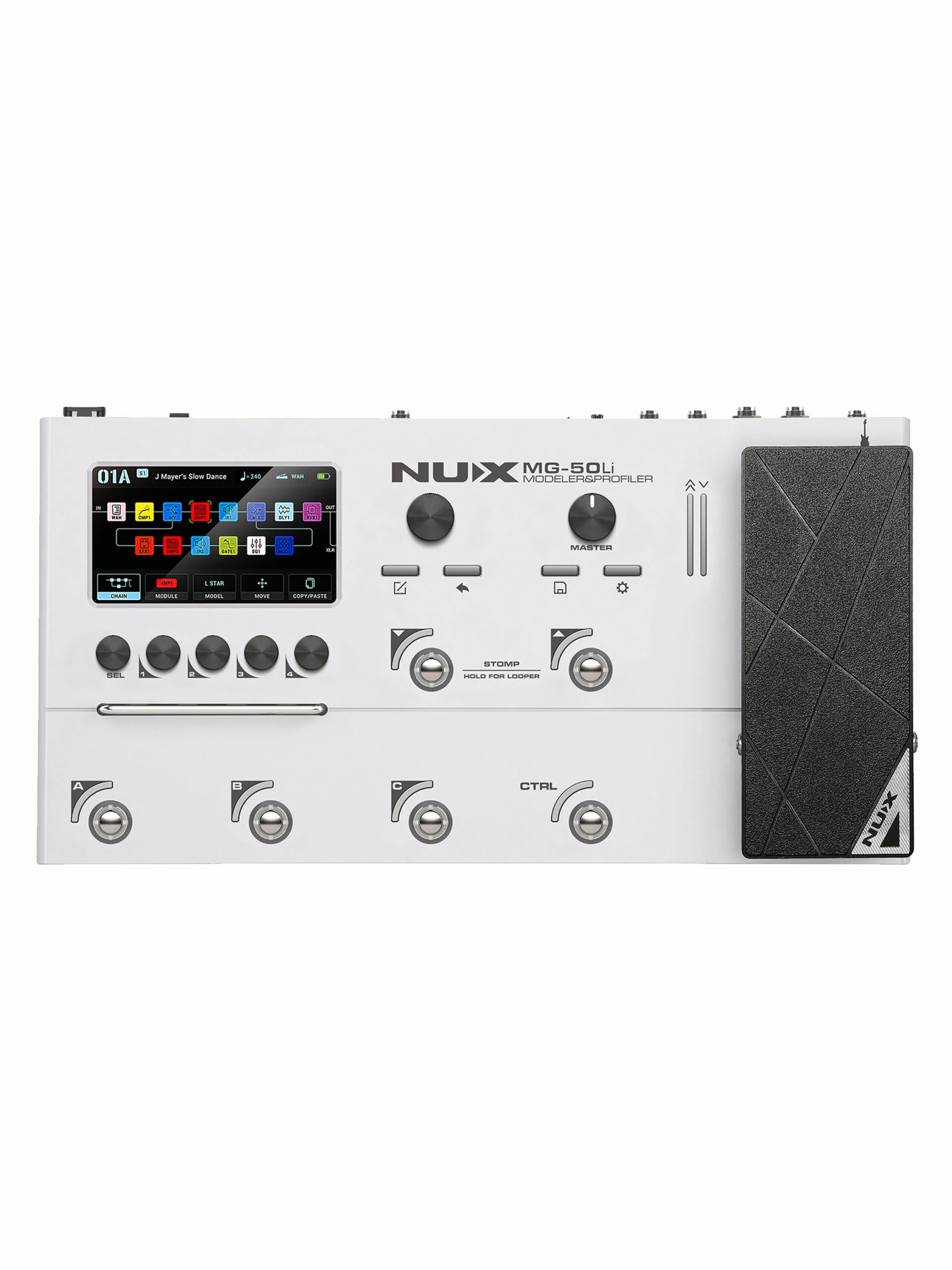 NUX MG-50Li Cloud White _1 NUX MG-50Li White Modeling Guitar Profiler 58 Amp Models Bluetooth 5000mAh Battery India